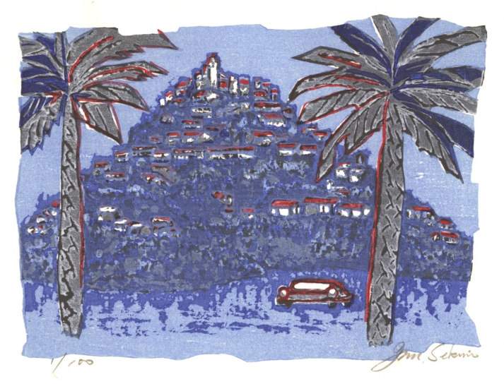 [Palm Trees and Hill] - Sekino Jun'ichiro  Catalogue woodblock print