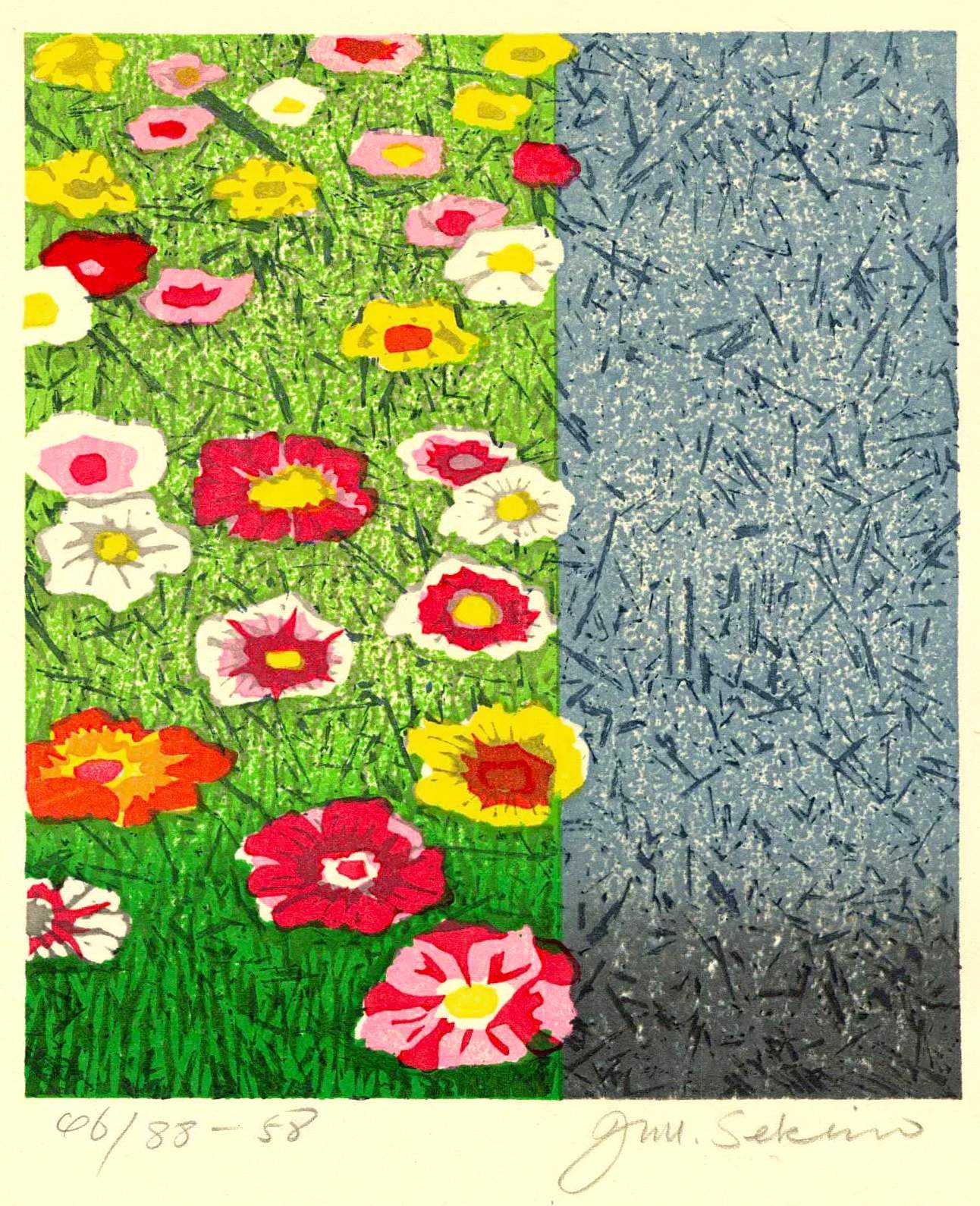 [Pansies] - Sekino Jun'ichiro  Catalogue woodblock print