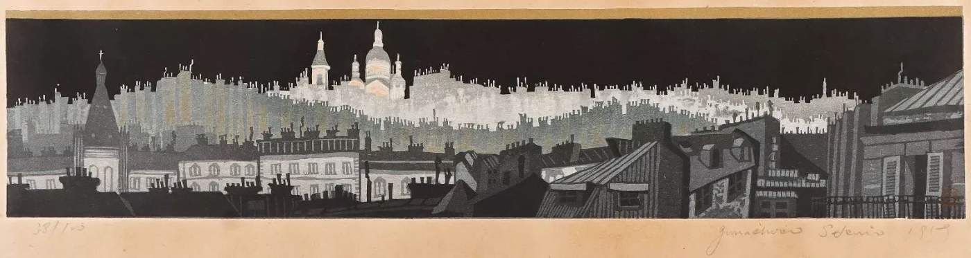 Paris at Night - Sekino Jun'ichiro  Catalogue woodblock print