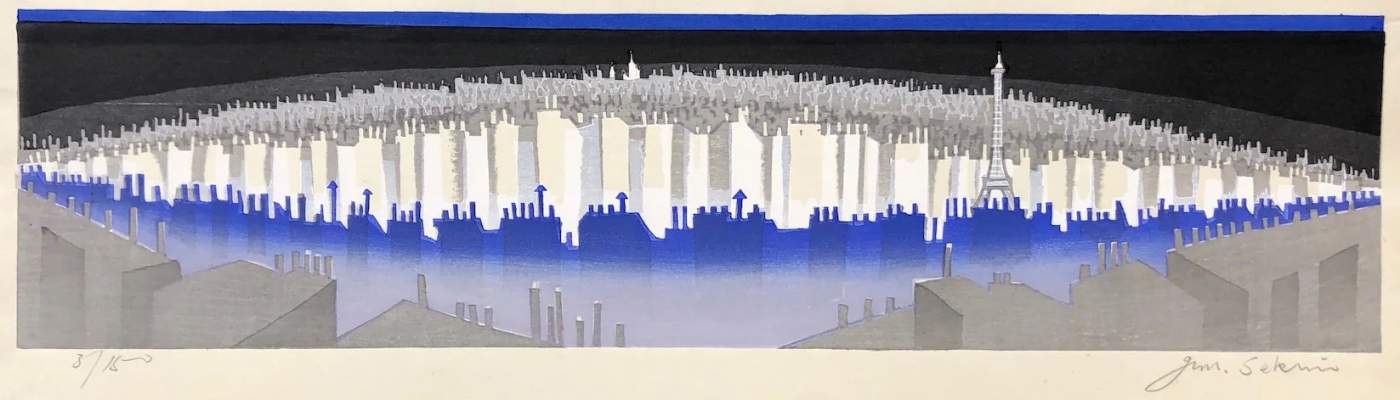 Paris Scenery [Eiffel Tower] - Sekino Jun'ichiro  Catalogue woodblock print