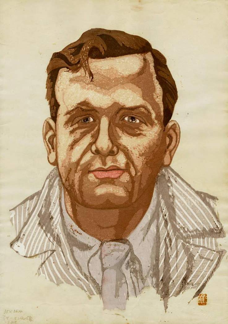 Portrait of Mr. Sherman - Sekino Jun'ichiro  Catalogue woodblock print