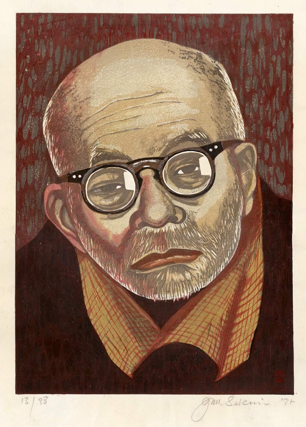 Portrait of Saito Mokichi - Sekino Jun'ichiro  Catalogue woodblock print