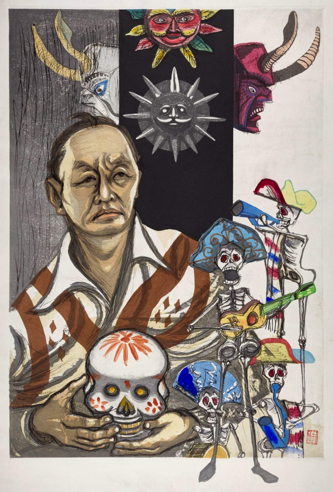 Portrait of Toneyama Kojin - Sekino Jun'ichiro  Catalogue woodblock print