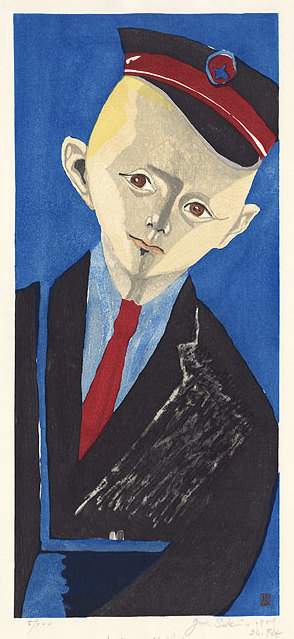 Post Boy in London - Sekino Jun'ichiro  Catalogue woodblock print
