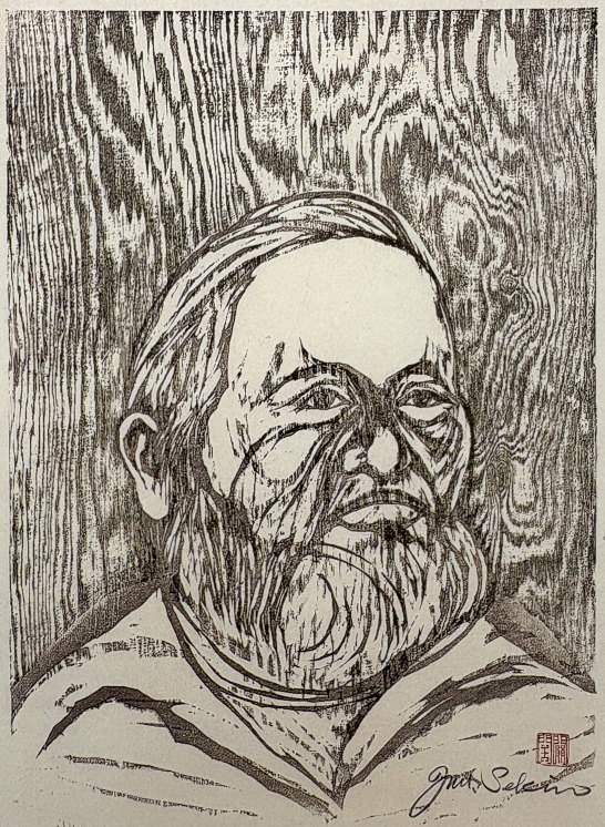 Professor Orzech - Sekino Jun'ichiro  Catalogue woodblock print