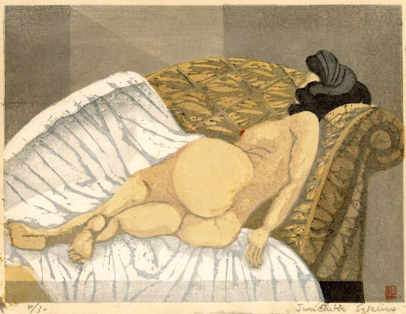 [Reclining Nude 2] - Sekino Jun'ichiro  Catalogue woodblock print