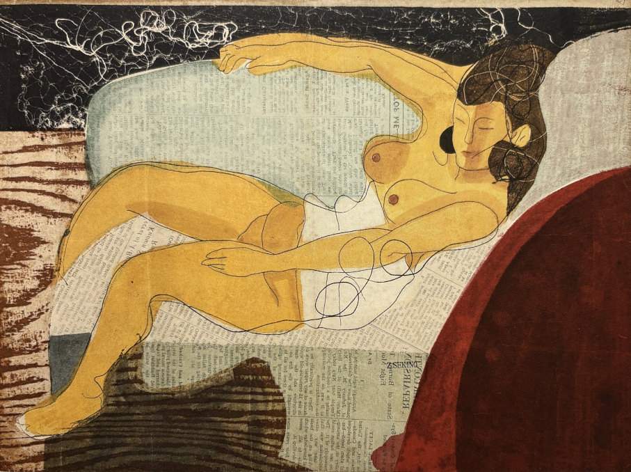 [Reclining Nude] - Sekino Jun'ichiro  Catalogue woodblock print