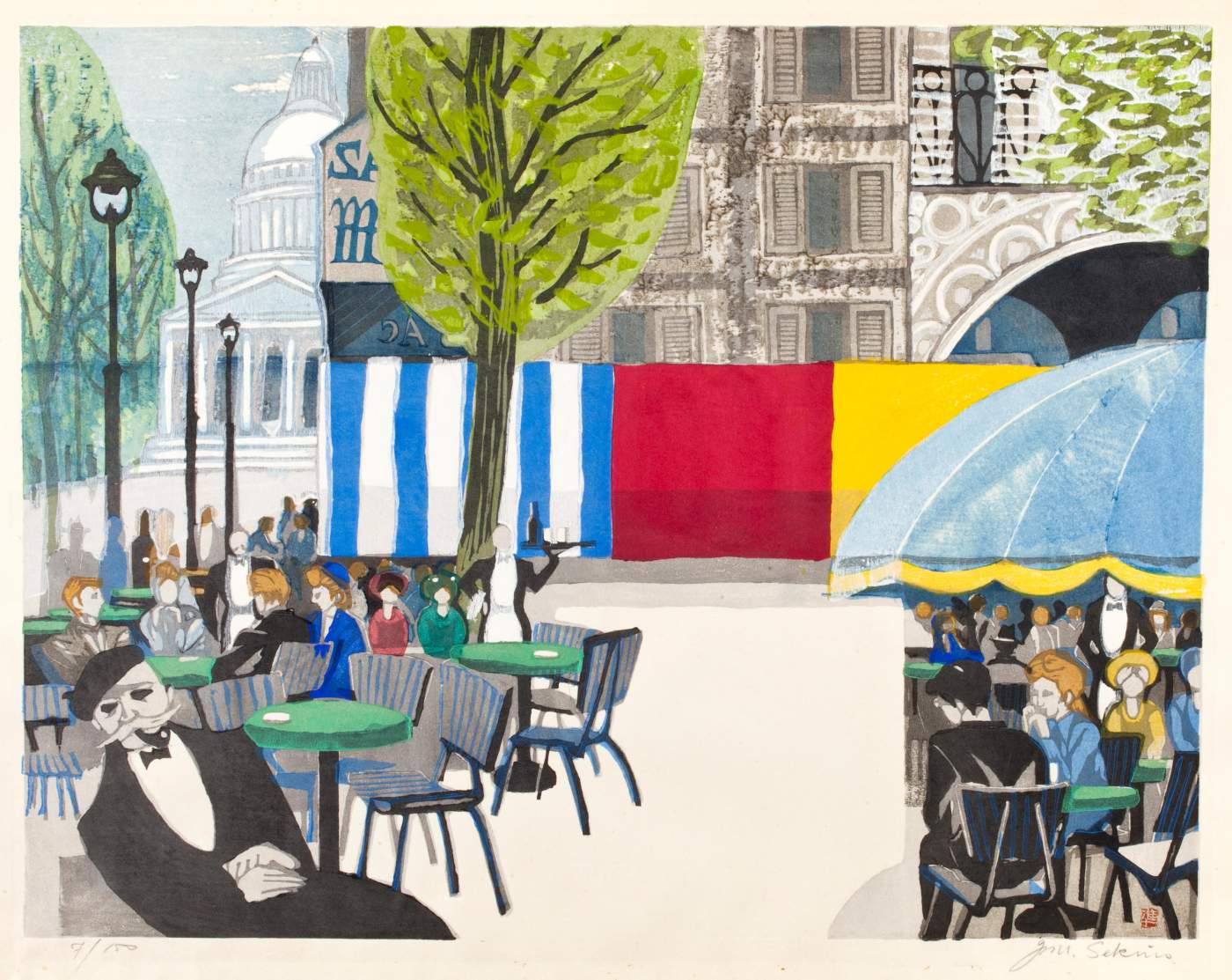 Restaurant in Paris - Sekino Jun'ichiro  Catalogue woodblock print