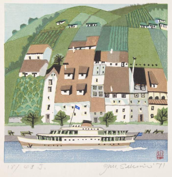 Rhine River - Sekino Jun'ichiro  Catalogue woodblock print