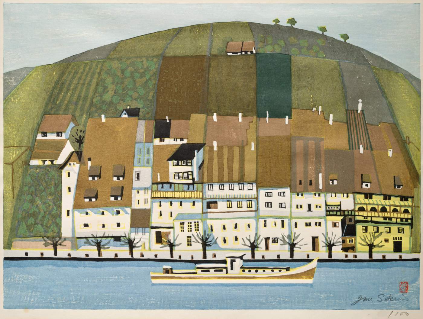 Rhine River - Sekino Jun'ichiro  Catalogue woodblock print