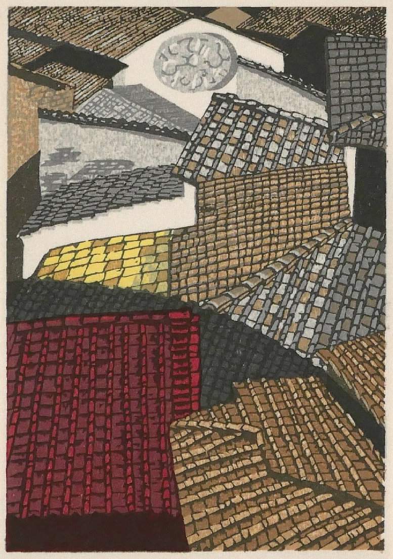 Roof Tiles of Florence - Sekino Jun'ichiro  Catalogue woodblock print