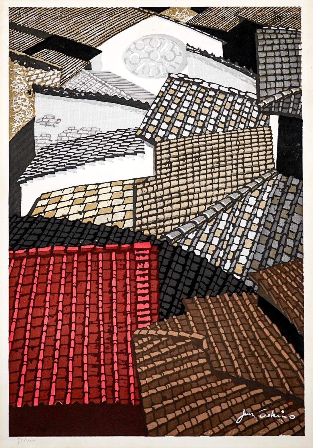 Roof Tiles of Florence - Sekino Jun'ichiro  Catalogue woodblock print