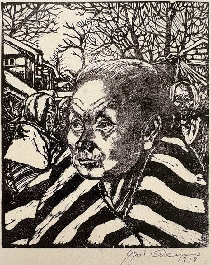 Sakanakura's Mother - Sekino Jun'ichiro  Catalogue woodblock print