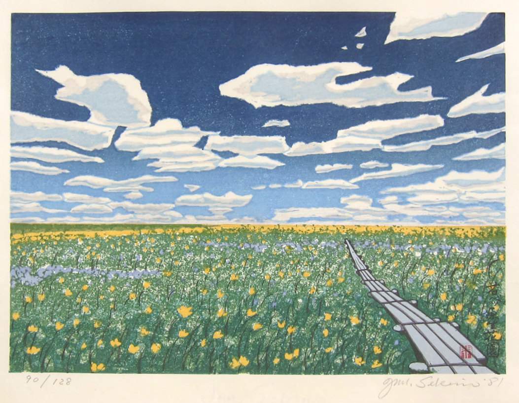 Sarobetsu Wild Flower Garden - Sekino Jun'ichiro  Catalogue woodblock print