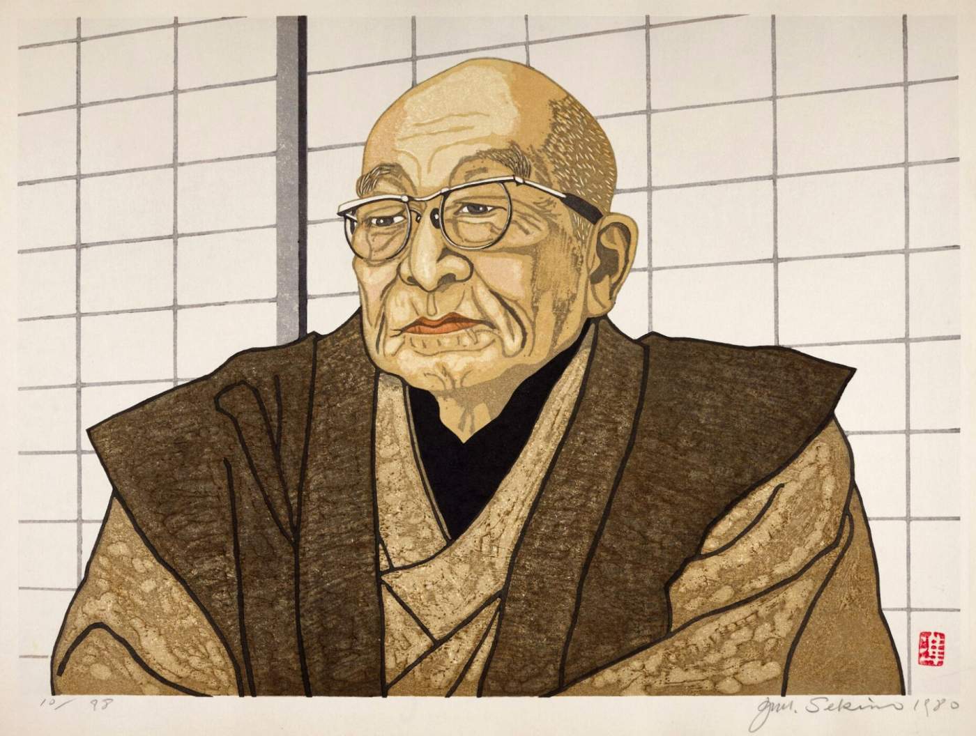 Satomi Ton at age 93 - Sekino Jun'ichiro  Catalogue woodblock print