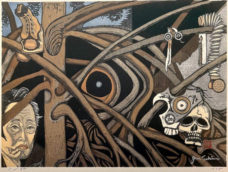 Self Portrait in Itoman, Okinawa - Sekino Jun'ichiro  Catalogue woodblock print