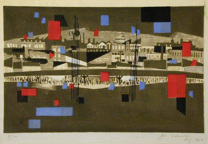Shinjuku at Night - Sekino Jun'ichiro  Catalogue woodblock print