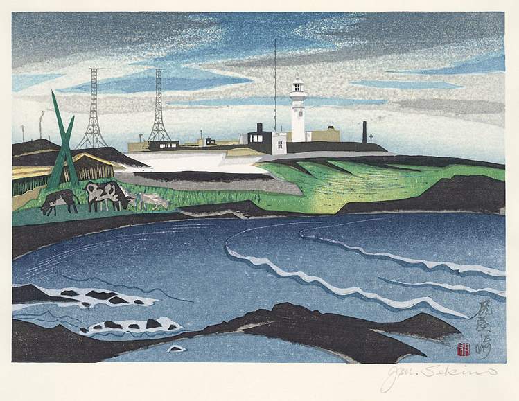 Shiriyazaki Lighthouse - Sekino Jun'ichiro  Catalogue woodblock print
