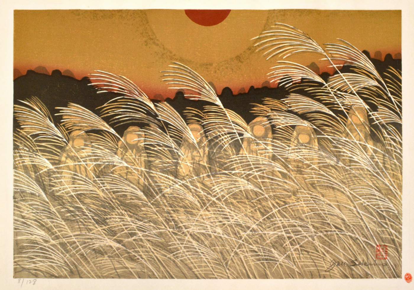 Six Guardian Deities in Yamashina - Sekino Jun'ichiro  Catalogue woodblock print