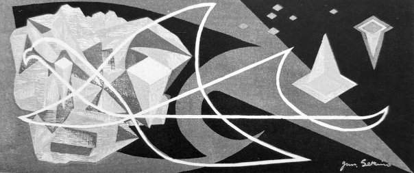 Stars and Bird (The Nighthawk Star) - Sekino Jun'ichiro  Catalogue woodblock print