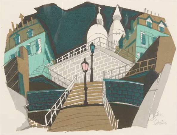[Steps in Montmartre] - Sekino Jun'ichiro  Catalogue woodblock print
