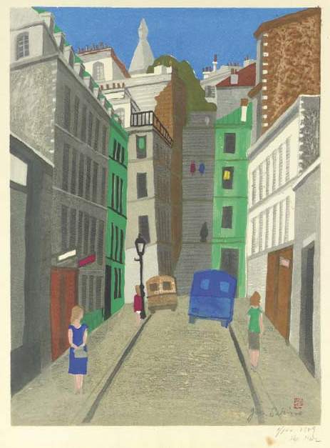 Steps in Montmartre - Sekino Jun'ichiro  Catalogue woodblock print