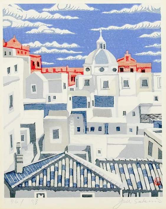 Taxco, Mexico - Sekino Jun'ichiro  Catalogue woodblock print