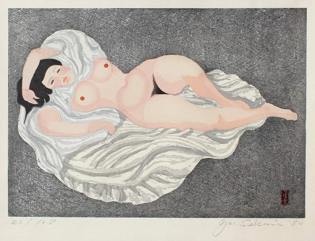 The Two Hemispheres (Nude Wood I) - Sekino Jun'ichiro  Catalogue woodblock print