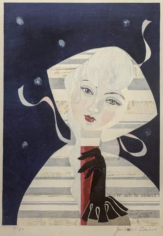 Woman in Peony Snow - Sekino Jun'ichiro  Catalogue woodblock print