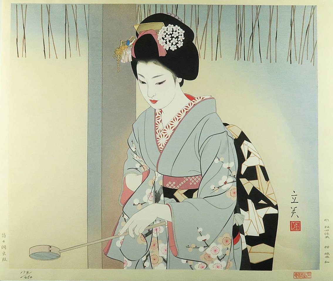 Shimura Tatsumi “Hatsumōde (First Shrine visit of New Year)” 1983 woodblock print