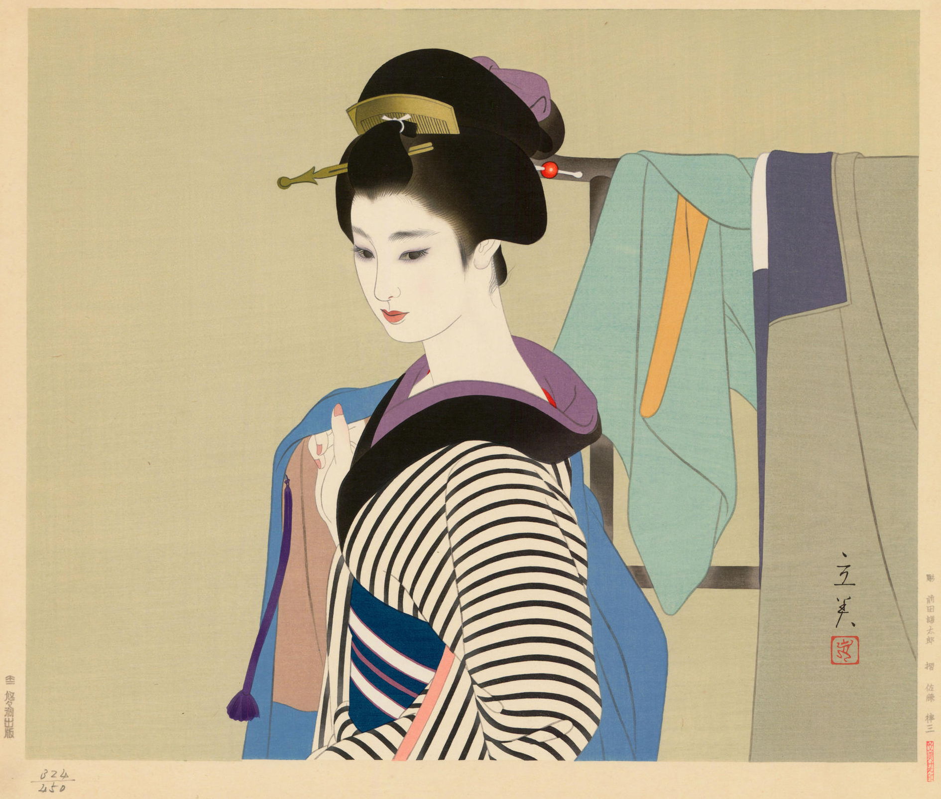 Shimura Tatsumi “Haori (Japanese Jacket)” 1976 woodblock print