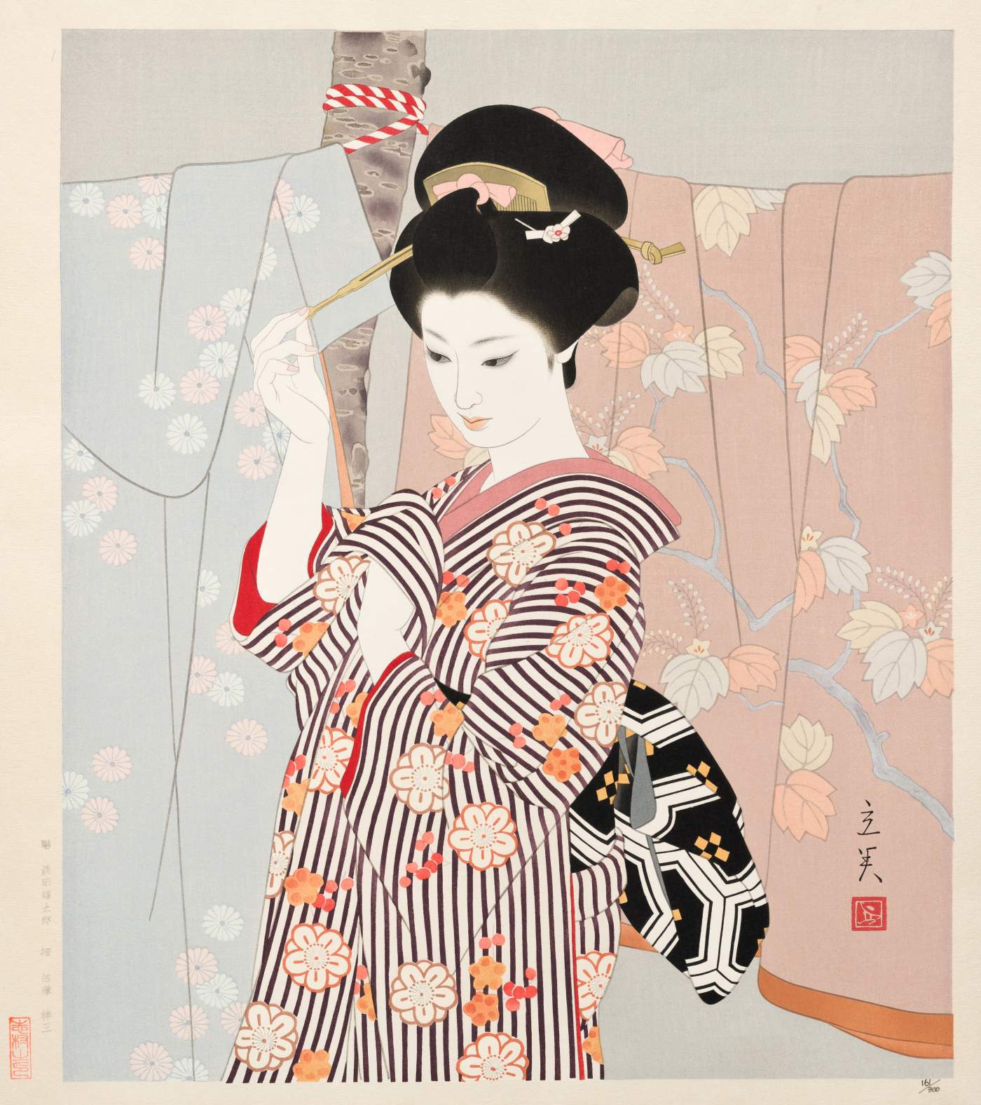 Kosodemaku (Kimono Screen) - Shimura Tatsumi Catalogue woodblock print