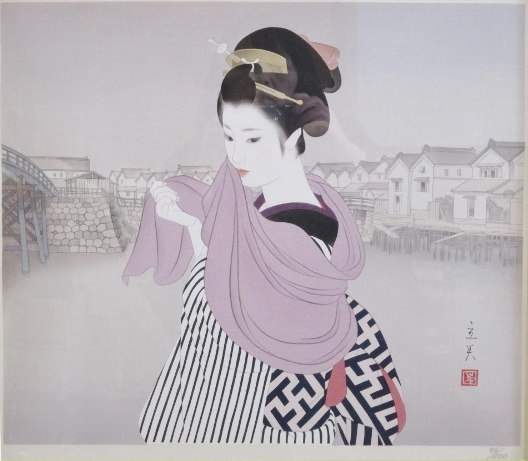 Okawabata (Riverbank) - Shimura Tatsumi Catalogue woodblock print