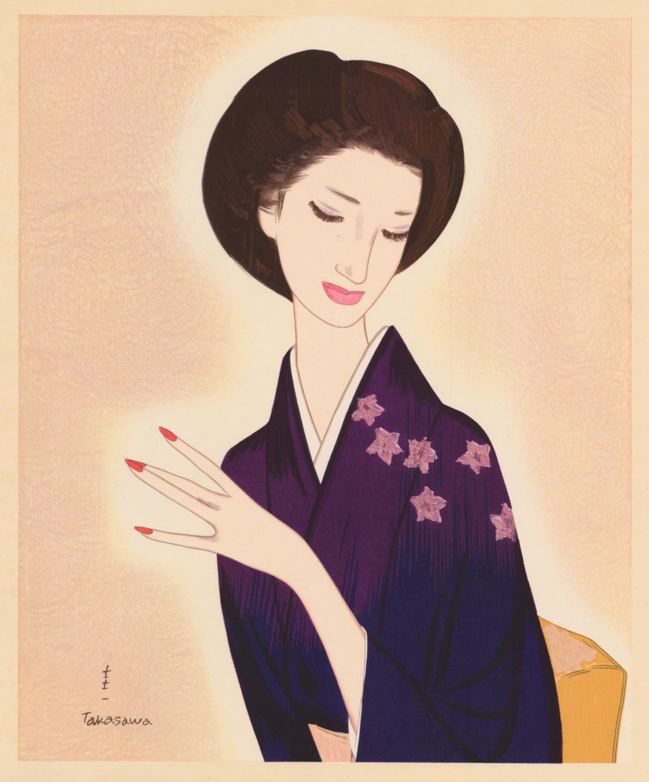 Takasawa Keiichi “Fingers” 1980 woodblock print