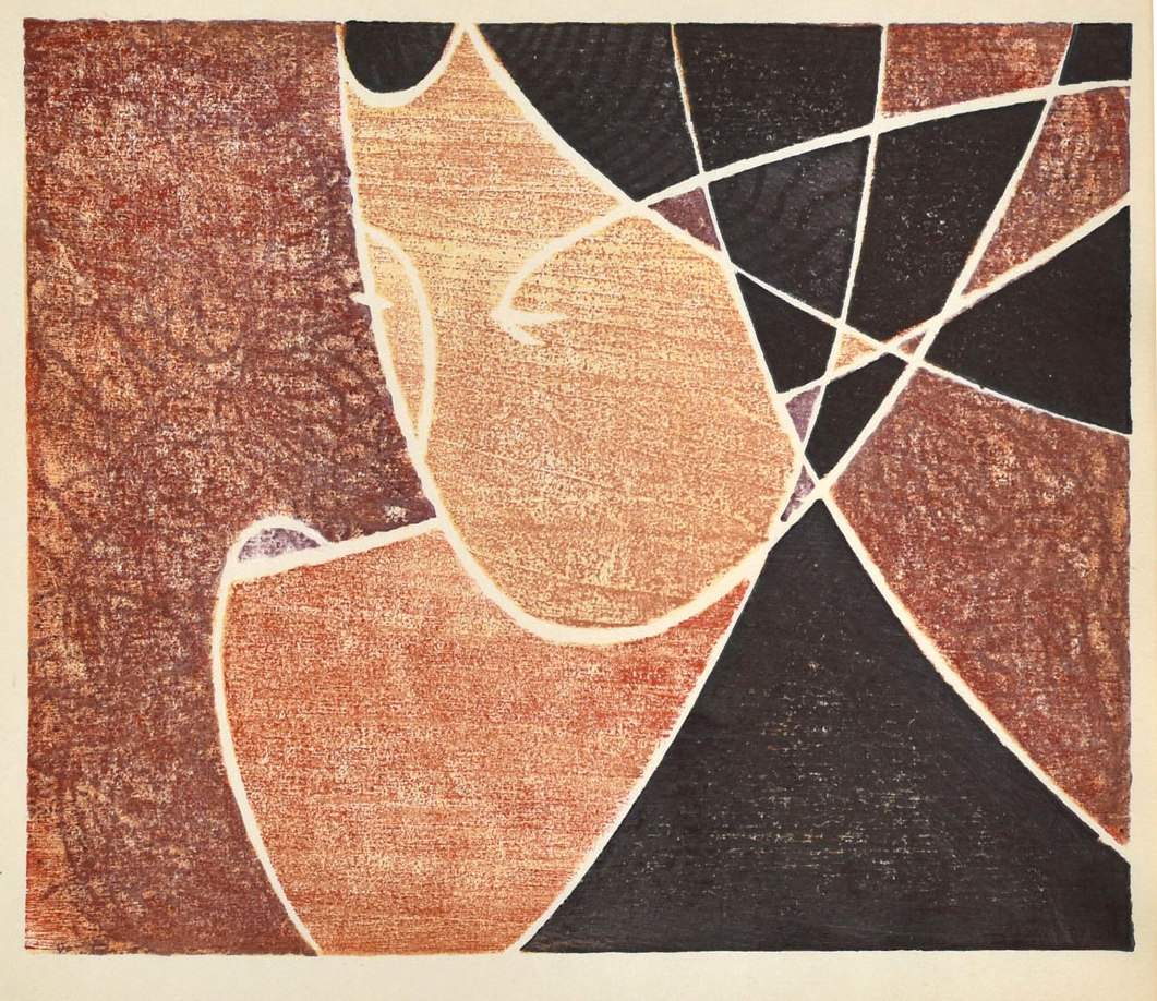 [Abstract Face] woodblock print