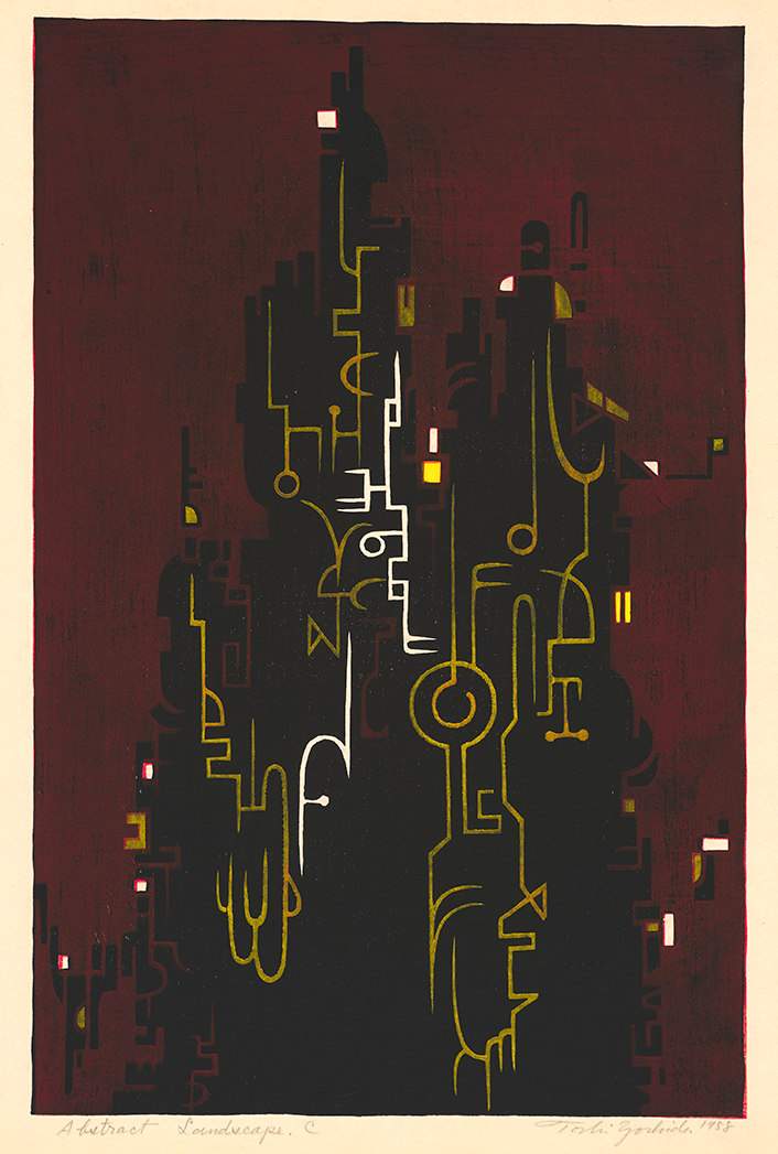 Abstract Landscape C woodblock print