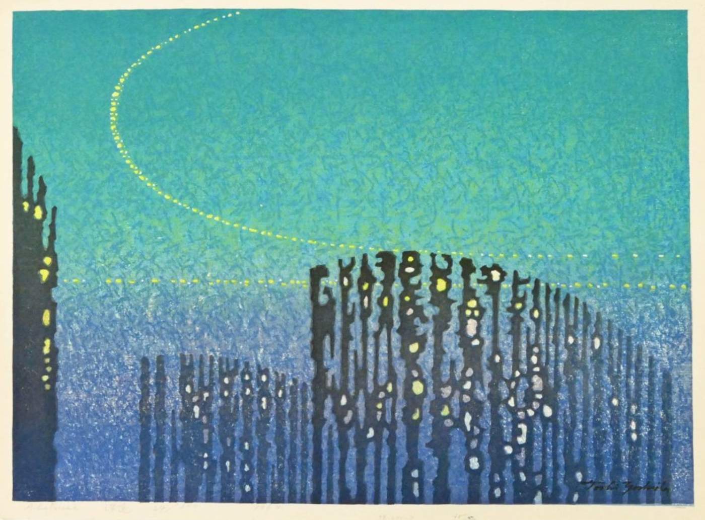 Abstruse woodblock print