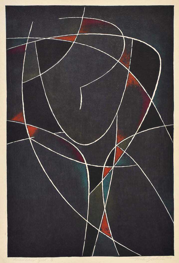 American Girl, B woodblock print