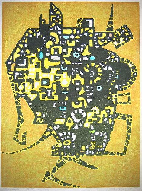 Animals woodblock print