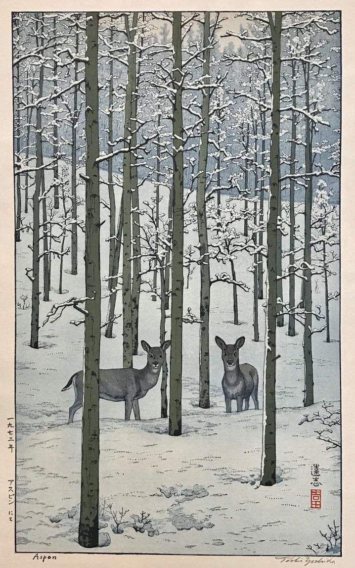Aspen woodblock print