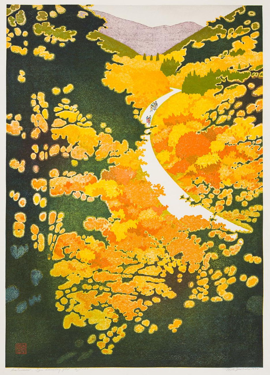 Toshi Yoshida “Autumn, Izu Dancing Girl” 1988 woodblock print