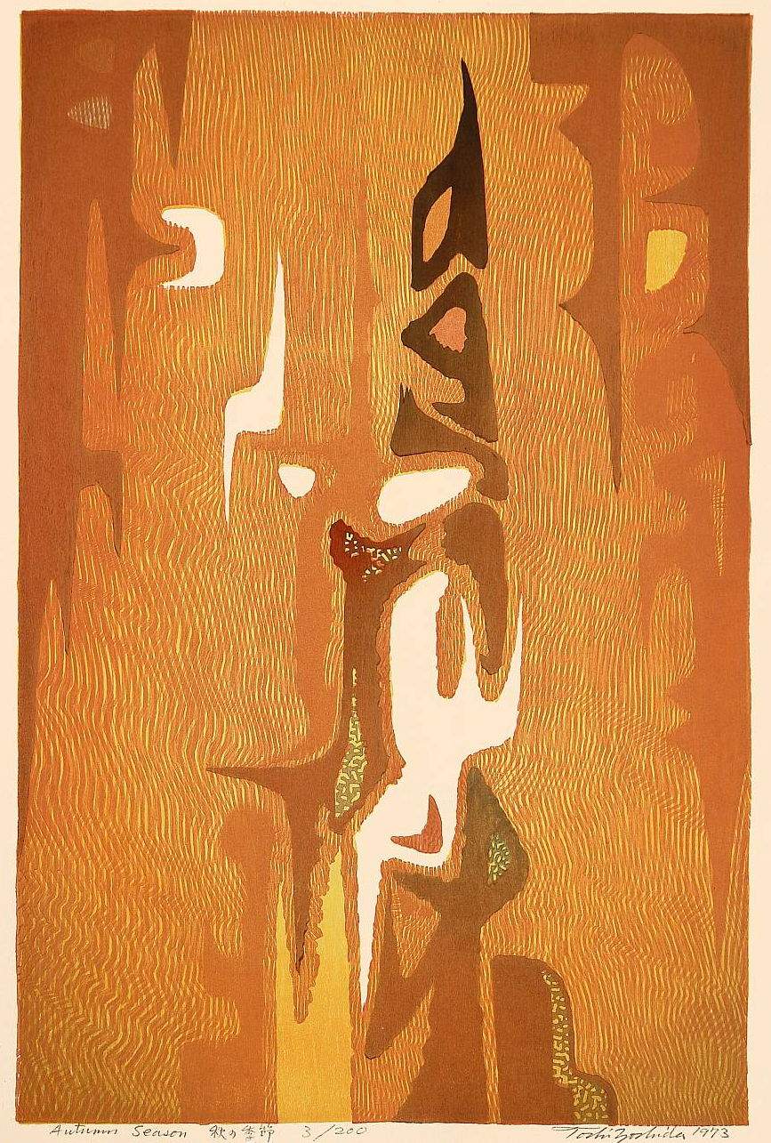 Autumn Season woodblock print