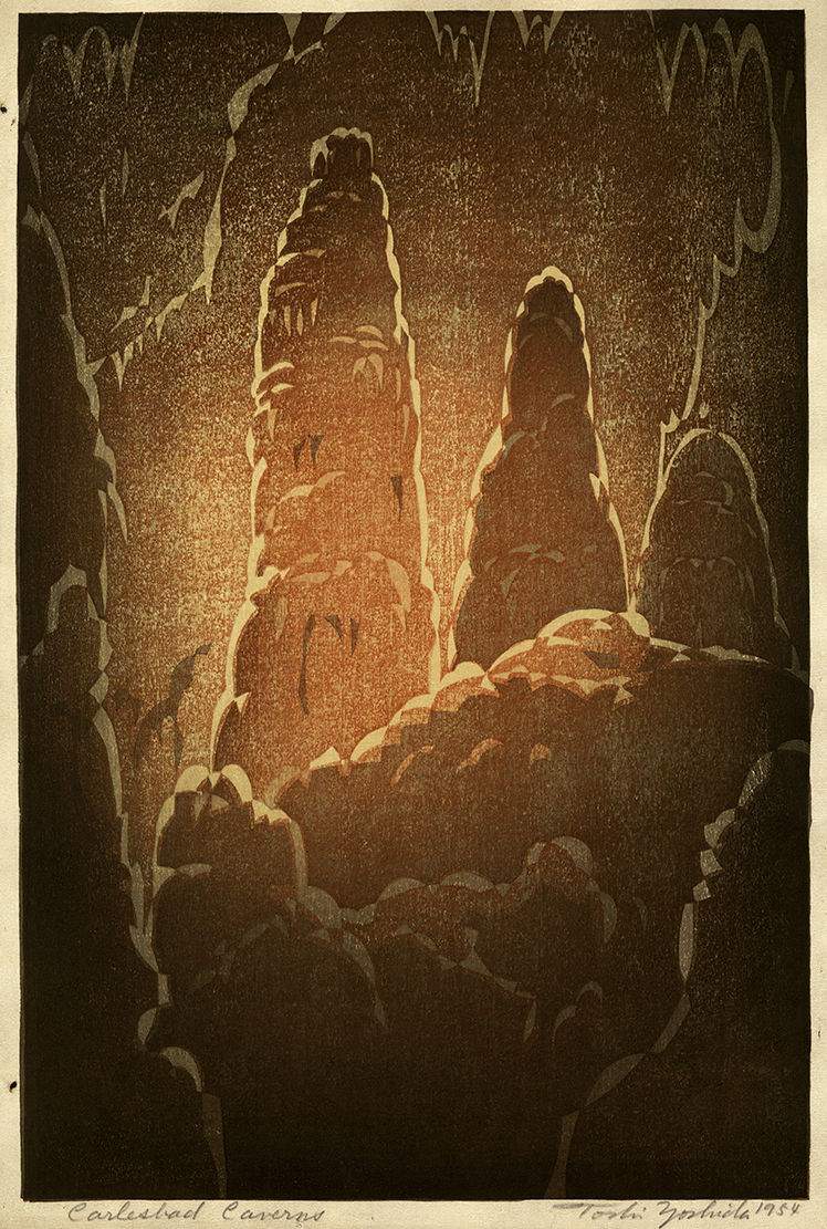 Carlsbad Caverns woodblock print