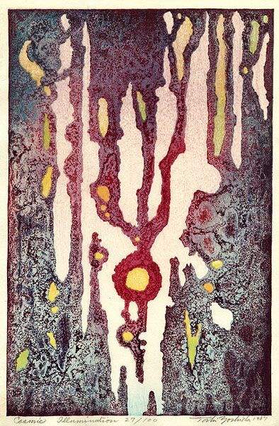 Cosmic Illumination woodblock print
