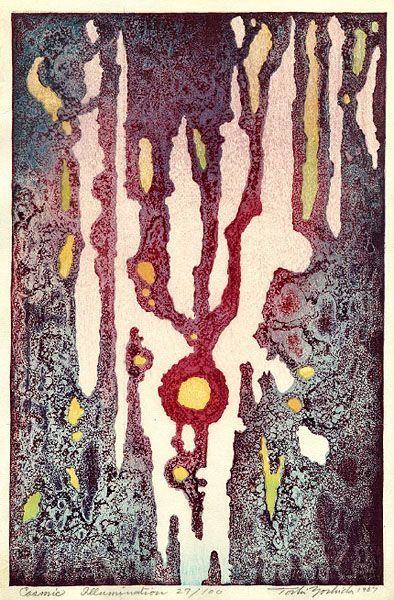 Toshi Yoshida “Cosmic Illumination” 1967 woodblock print