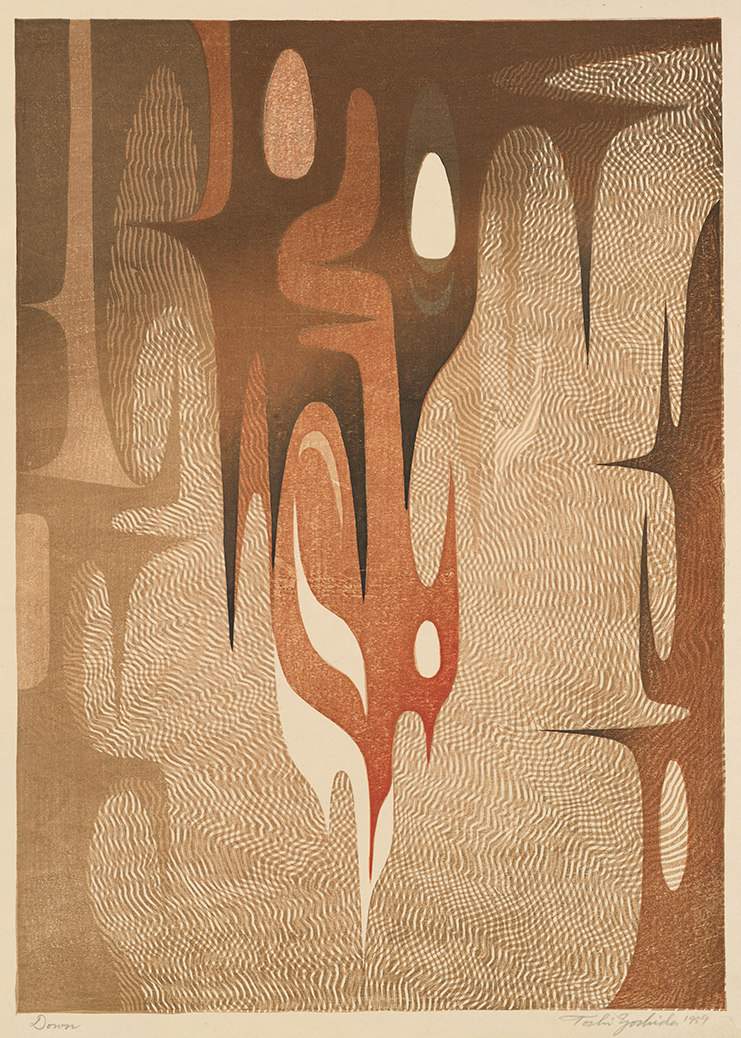 Down woodblock print