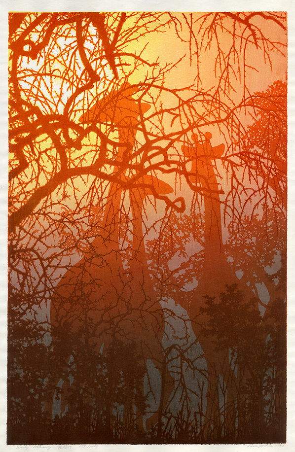 Early Morning woodblock print