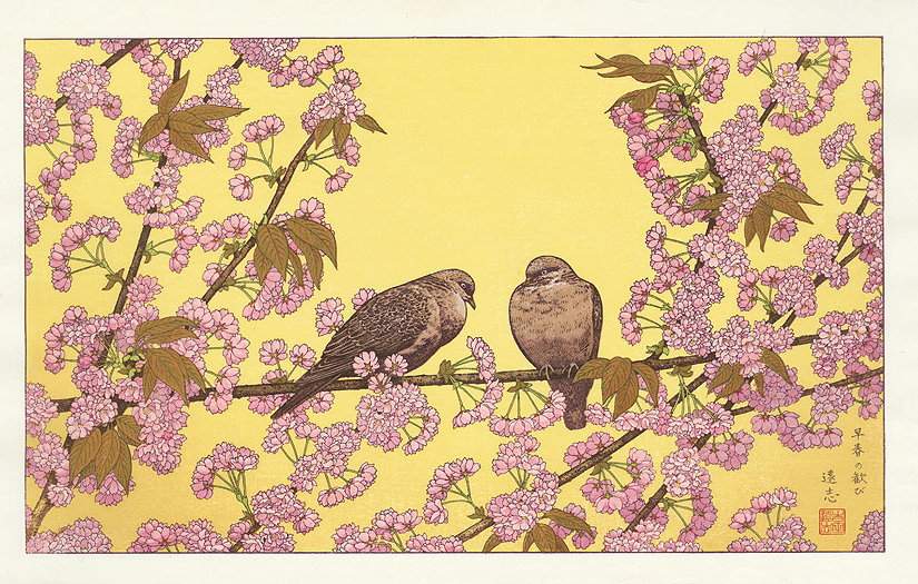 Early Spring woodblock print