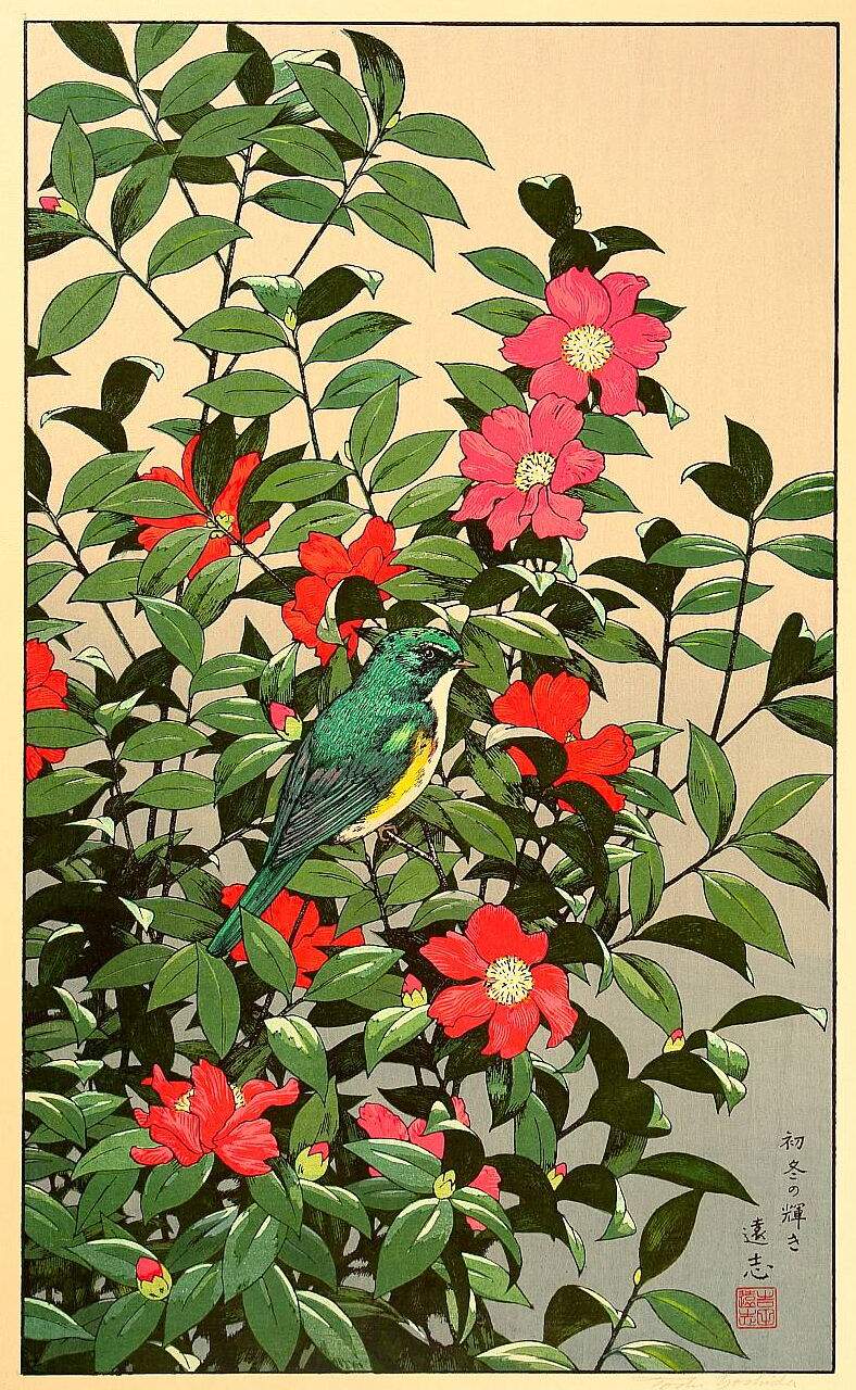 Early Winter woodblock print