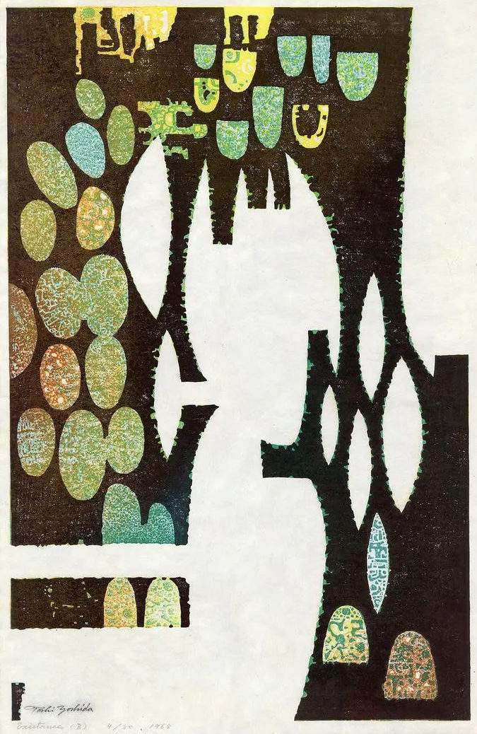 Existence B woodblock print